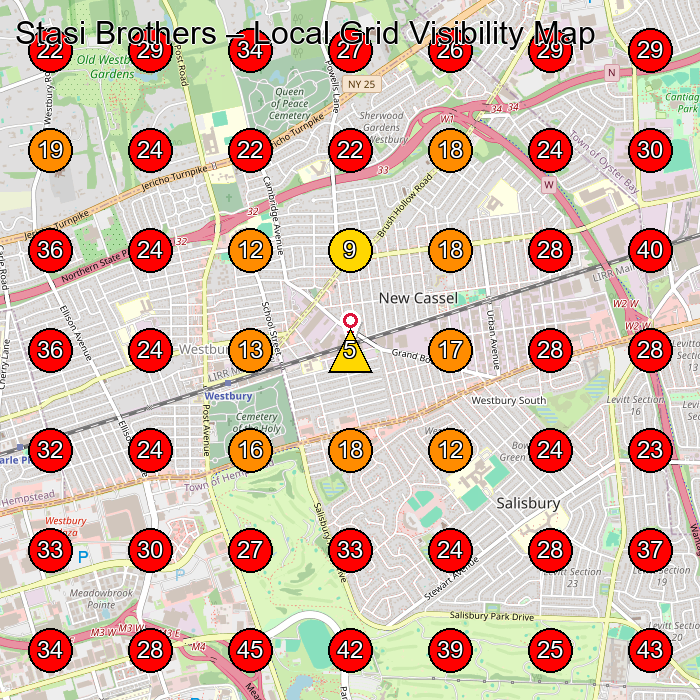 Stasi Brothers GeoGrid visibility map for Masonry Contractor in Levittown